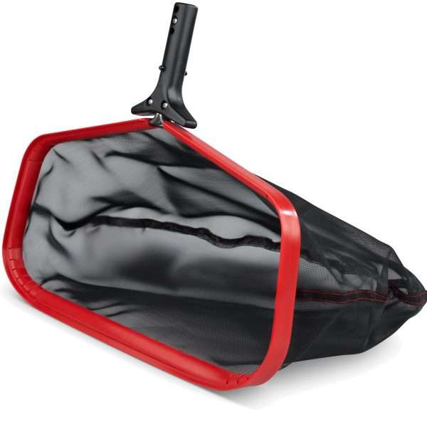 ProTuff deep-bag pool leaf net — red aluminum frame, black 690 micron mesh