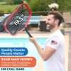 Pool owner holding the 19.5" ProTuff leaf rake — no-limit replacements for 2 full years